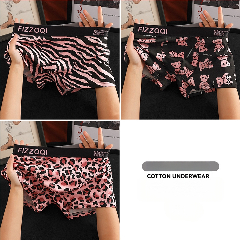 Uued meeste trendikad leopardimustriga puhtast puuvillast mugavad seksikad isikupärastatud aluspesu poiste nelja nurgaga bokserid, hingavad lühikesed püksid