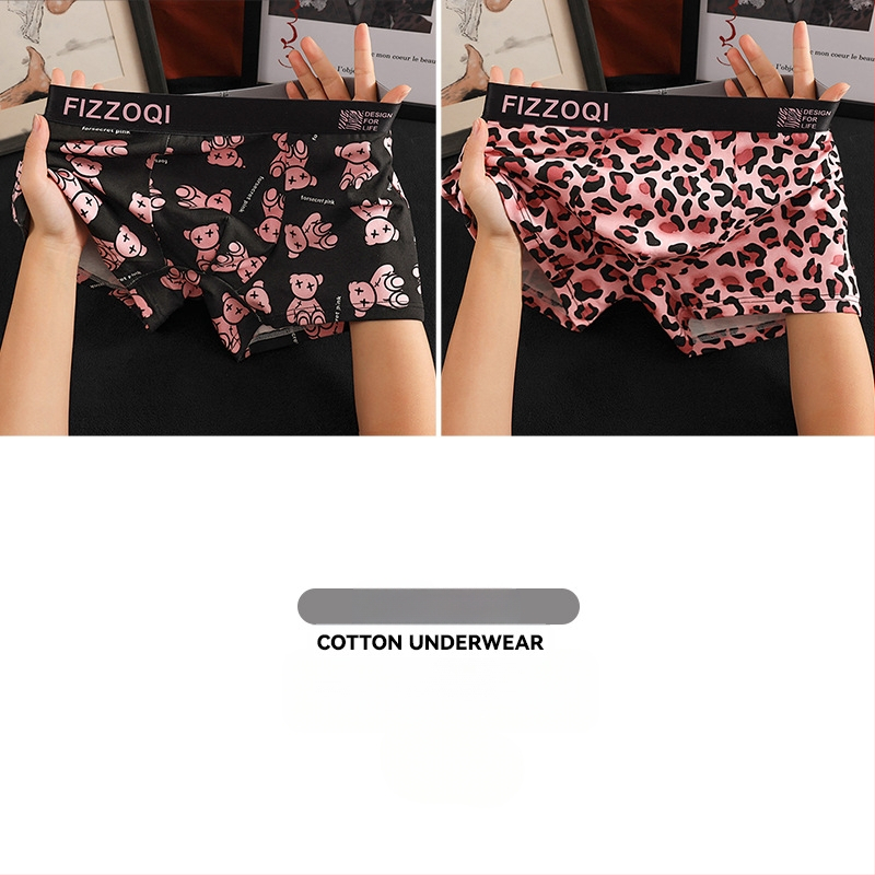 Uued meeste trendikad leopardimustriga puhtast puuvillast mugavad seksikad isikupärastatud aluspesu poiste nelja nurgaga bokserid, hingavad lühikesed püksid