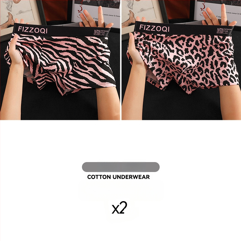 Uued meeste trendikad leopardimustriga puhtast puuvillast mugavad seksikad isikupärastatud aluspesu poiste nelja nurgaga bokserid, hingavad lühikesed püksid