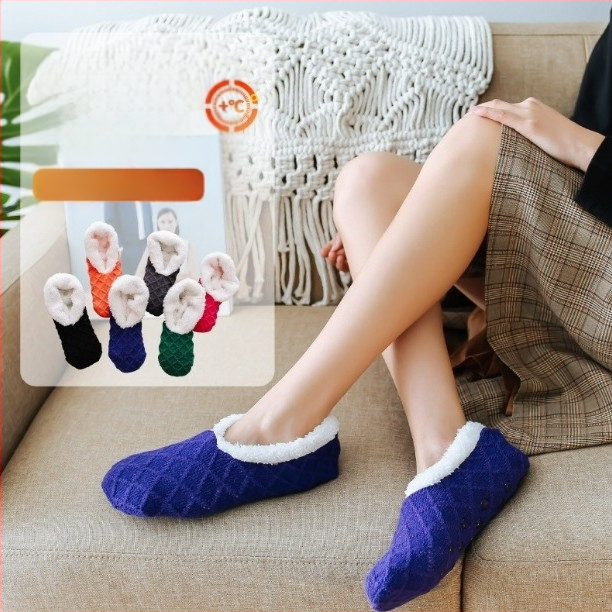 Sokid Naiste Ameerika stiilis sametist kašmiirist silikoonist libisemiskindlad ühevärvilised põrandasokid Magusad soojad naiste sokid, komplekt Kuu sokke