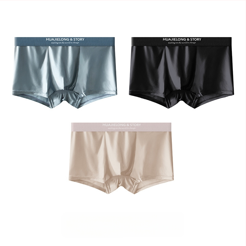Huajielong meeste aluspesu jääsiidist uus ühevärviline hulgimüügi vöökoht meeste pluss-suurus hingavad meeste bokserid, mida saab kasutada juuste pesemiseks