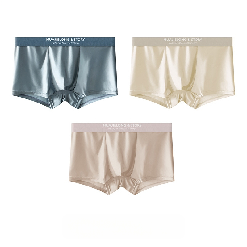 Huajielong meeste aluspesu jääsiidist uus ühevärviline hulgimüügi vöökoht meeste pluss-suurus hingavad meeste bokserid, mida saab kasutada juuste pesemiseks