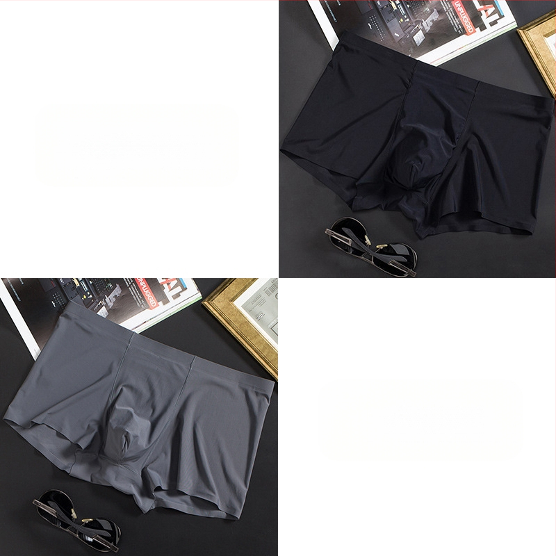 Vyriškos ledo šilko plonos besiūlės bokseriai, verslo, kvėpuojančios, vyriškos apatinės kelnaitės, vasarinės, patogios bokseriai