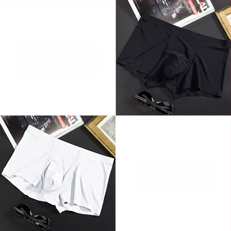 Vyriškos ledo šilko plonos besiūlės bokseriai, verslo, kvėpuojančios, vyriškos apatinės kelnaitės, vasarinės, patogios bokseriai