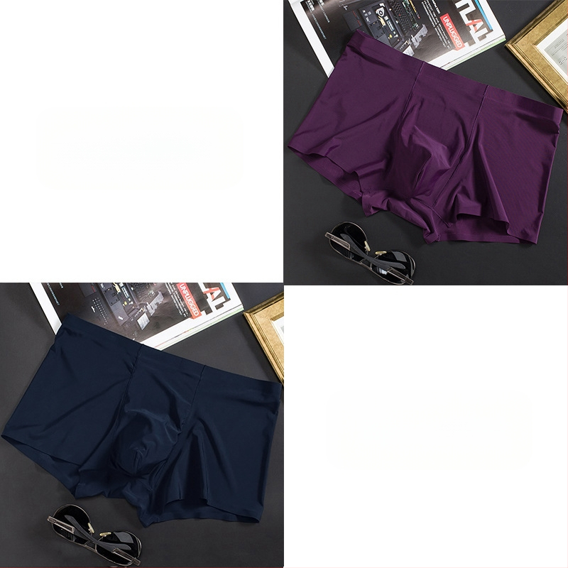 Vyriškos ledo šilko plonos besiūlės bokseriai, verslo, kvėpuojančios, vyriškos apatinės kelnaitės, vasarinės, patogios bokseriai