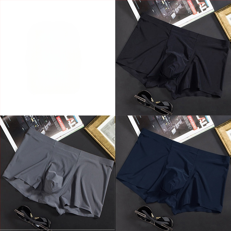 Vyriškos ledo šilko plonos besiūlės bokseriai, verslo, kvėpuojančios, vyriškos apatinės kelnaitės, vasarinės, patogios bokseriai