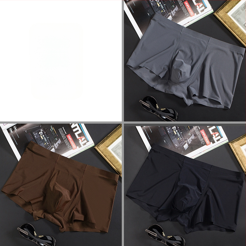 Vyriškos ledo šilko plonos besiūlės bokseriai, verslo, kvėpuojančios, vyriškos apatinės kelnaitės, vasarinės, patogios bokseriai