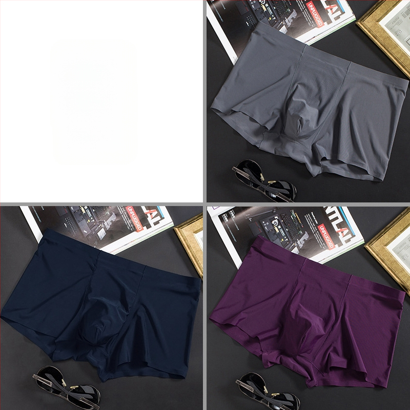 Vyriškos ledo šilko plonos besiūlės bokseriai, verslo, kvėpuojančios, vyriškos apatinės kelnaitės, vasarinės, patogios bokseriai