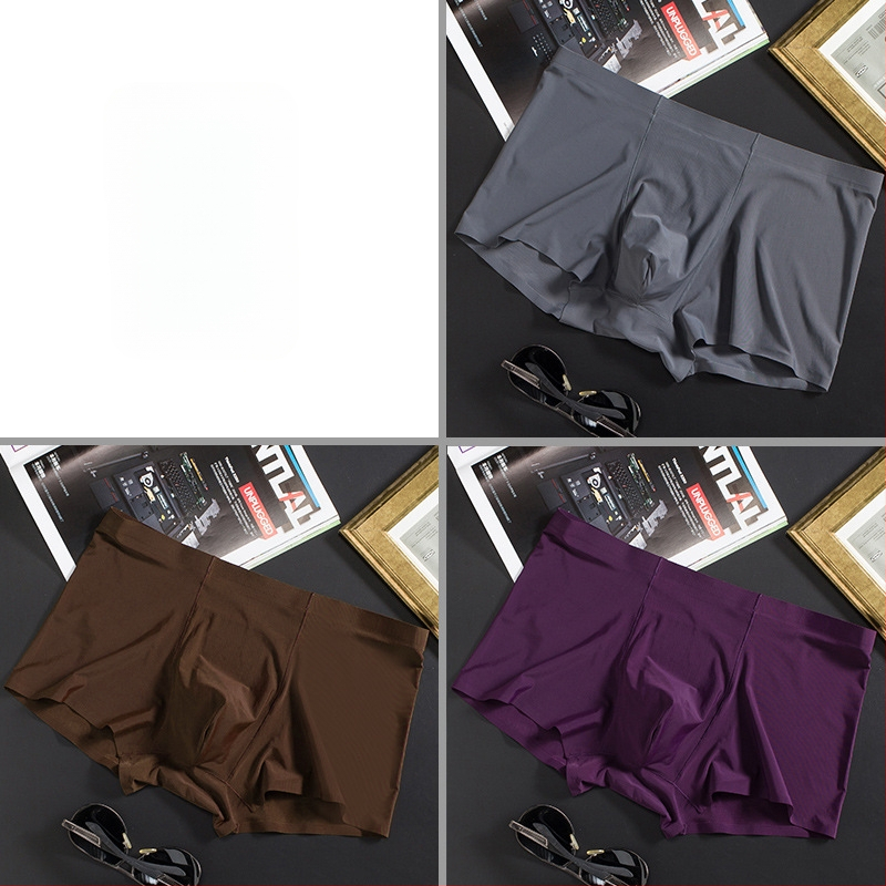 Vyriškos ledo šilko plonos besiūlės bokseriai, verslo, kvėpuojančios, vyriškos apatinės kelnaitės, vasarinės, patogios bokseriai