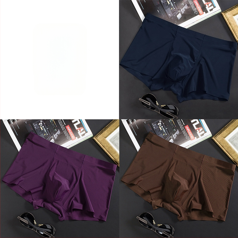 Vyriškos ledo šilko plonos besiūlės bokseriai, verslo, kvėpuojančios, vyriškos apatinės kelnaitės, vasarinės, patogios bokseriai