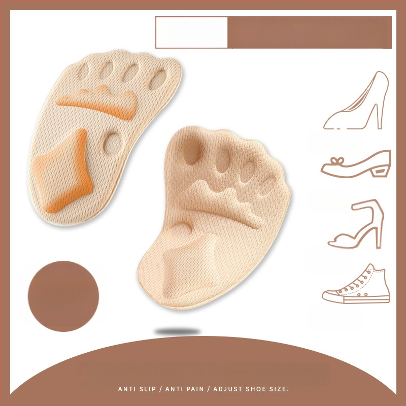 Kõrgete kontsade esijala padjad, naiste jalanõude sisetükid, jalanõu suuruse vähendajad, pehmed valuvastased jalanõud, poole suurusega padjad, libisemiskindlad spordijalanõude sisetükid