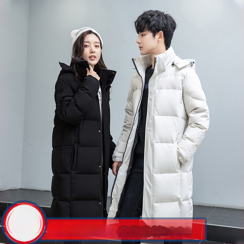 Talvine valge pardijope paaridele meeste ja naiste kapuutsiga 4S müügitööriistad pikk mantel kombinesoon trükkimisega LGOO