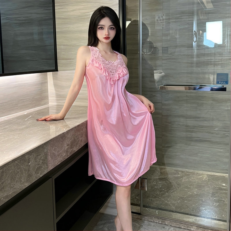 Užsienio prekyba plius stori seksualūs naktinukai ploni vasariniai ledo šilko laisvi naktinukai gryno noro vėjo dirželiai moteriški naktinukai 4002