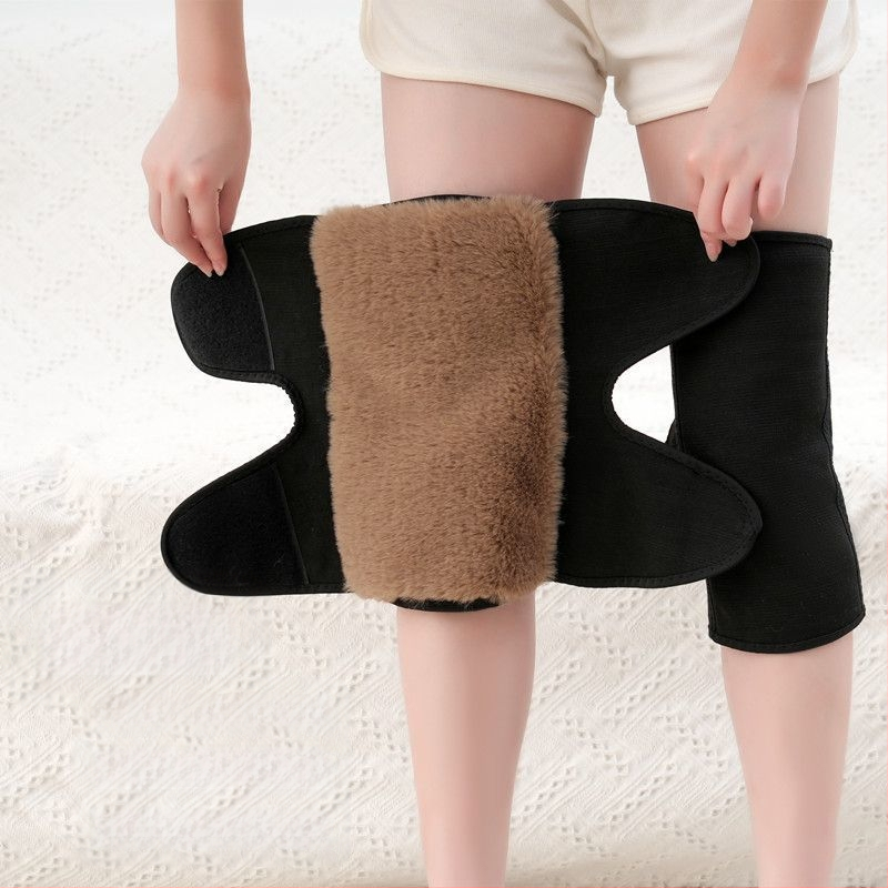 Genunchiere de iarnă din păr de cămilă, calde, rezistente la frig, pentru bărbați și femei, de vârstă mijlocie și vârstnici, căptușite cu fleece, îngroșate, rezistente la vânt, genunchiere, acoperă picioarele