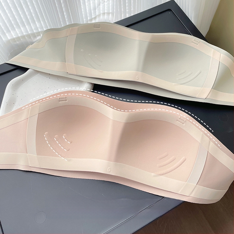 Moteriška liemenėlė be petnešėlių, „Push-up“, maža krūtinė, neslystanti, apsauganti nuo atvirų vietų, besiūlė juosmens dalis, vidinė apranga, graži nugara, želė dryžuota liemenėlė