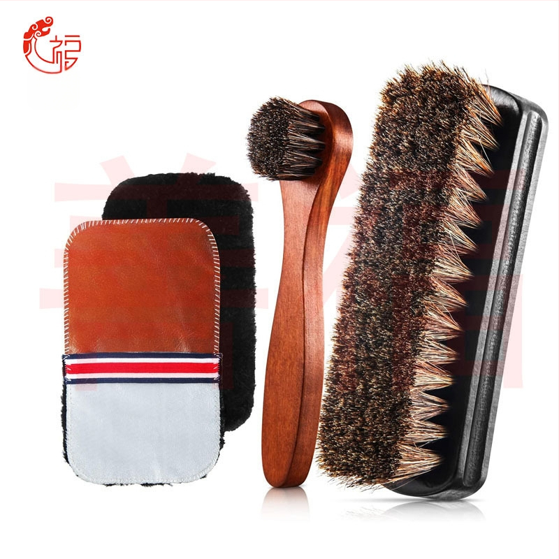 Aukštos klasės priežiūros masyvo medinis batų šepečių rinkinys odiniams batams, batų priežiūrai, pilnas šepečių valymo šepetys, arklio šerių šepetys, kostiumas