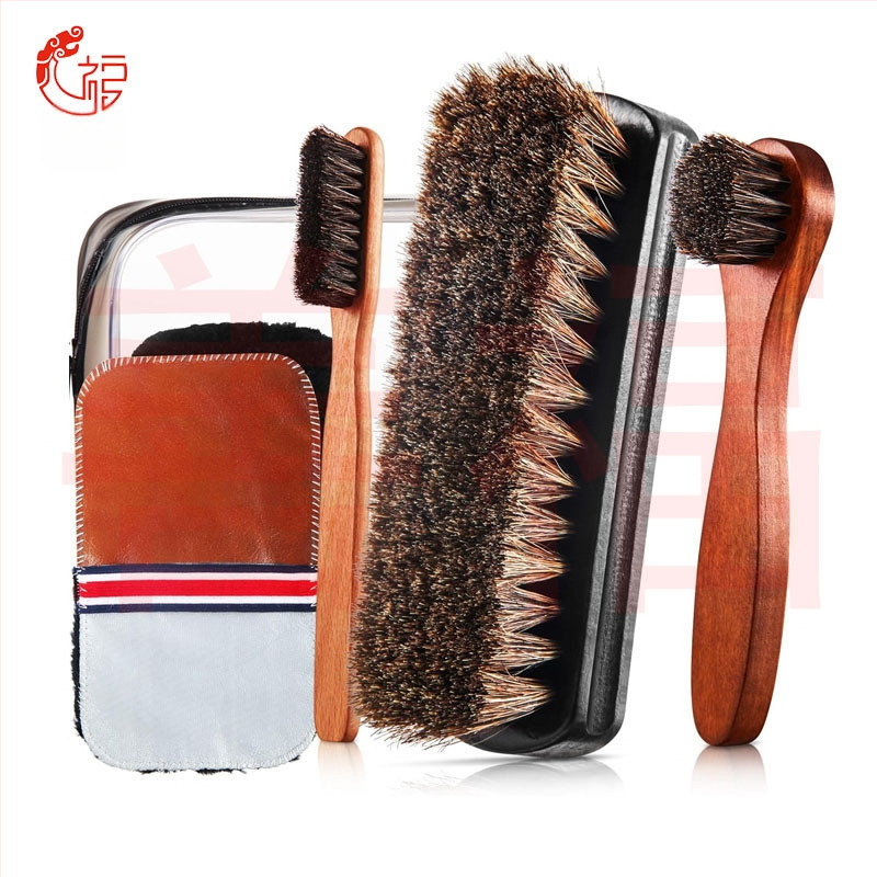 Aukštos klasės priežiūros masyvo medinis batų šepečių rinkinys odiniams batams, batų priežiūrai, pilnas šepečių valymo šepetys, arklio šerių šepetys, kostiumas
