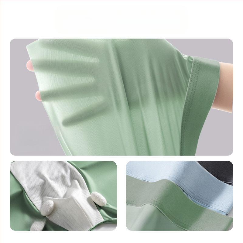 Meeste aluspesu jääsiidist lühikesed püksid, jäljendamata läbipaistvad õhukesed aluspüksid, meeste Cool Sense 7A antibakteriaalsed hingavad bokserid