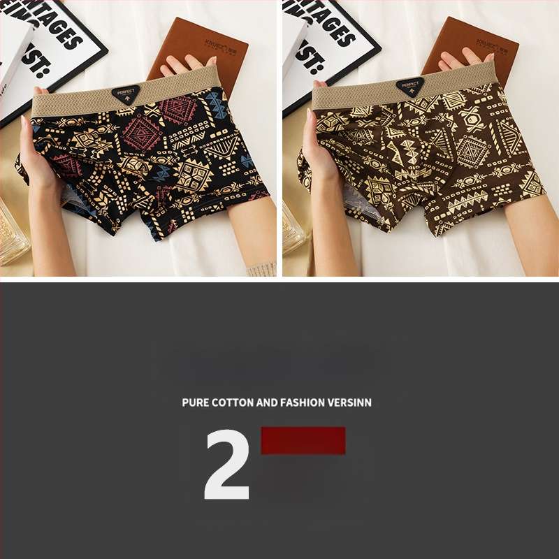 Amerikāņu tendences retro vīriešu apakšveļas personība Maiju apdrukāti kokvilnas vidukļa bokseršorti matu paaudze