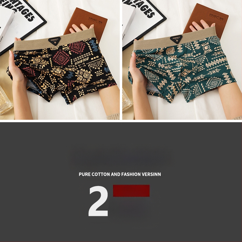 Amerikāņu tendences retro vīriešu apakšveļas personība Maiju apdrukāti kokvilnas vidukļa bokseršorti matu paaudze