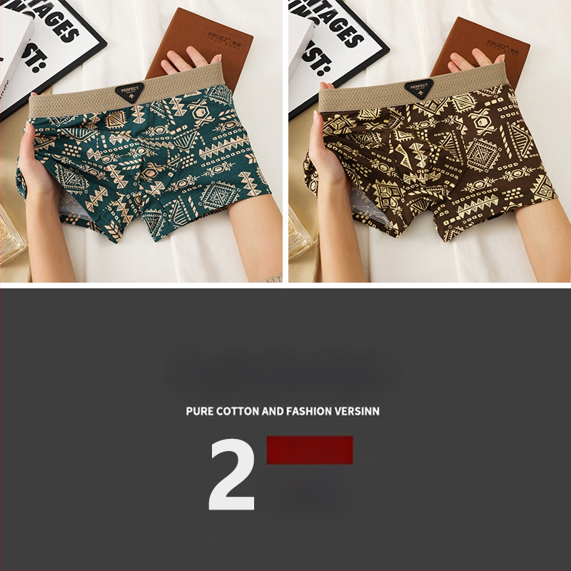 Amerikāņu tendences retro vīriešu apakšveļas personība Maiju apdrukāti kokvilnas vidukļa bokseršorti matu paaudze