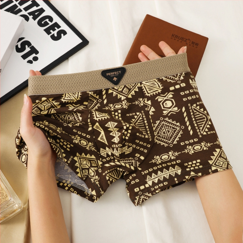 Amerikāņu tendences retro vīriešu apakšveļas personība Maiju apdrukāti kokvilnas vidukļa bokseršorti matu paaudze