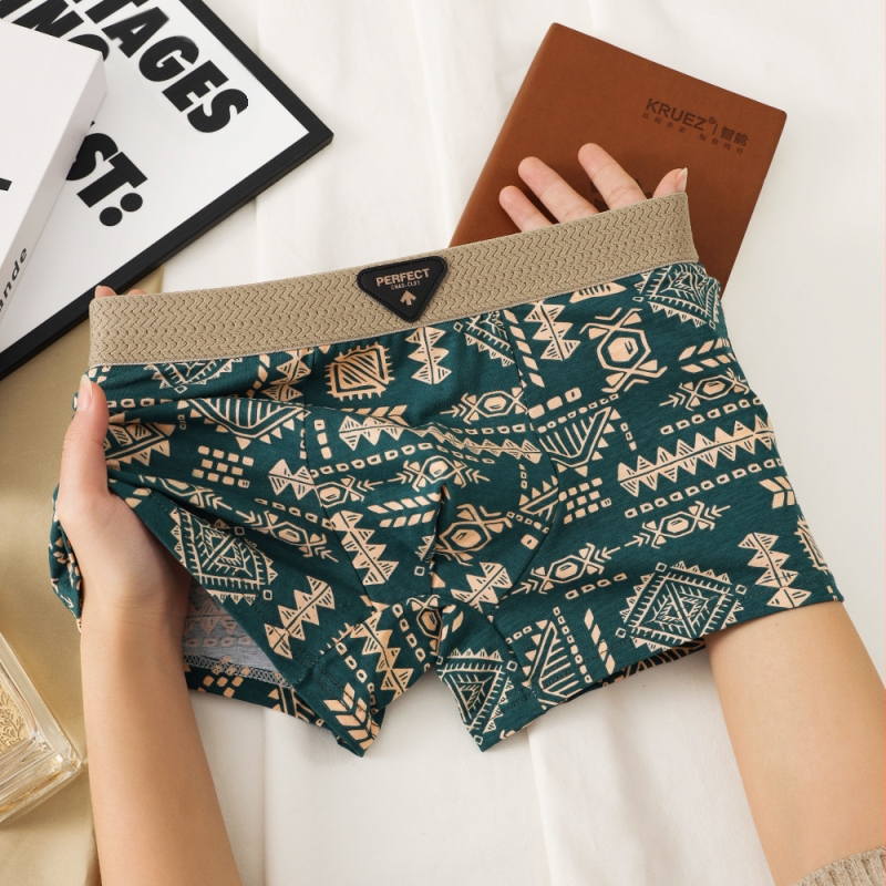 Amerikāņu tendences retro vīriešu apakšveļas personība Maiju apdrukāti kokvilnas vidukļa bokseršorti matu paaudze
