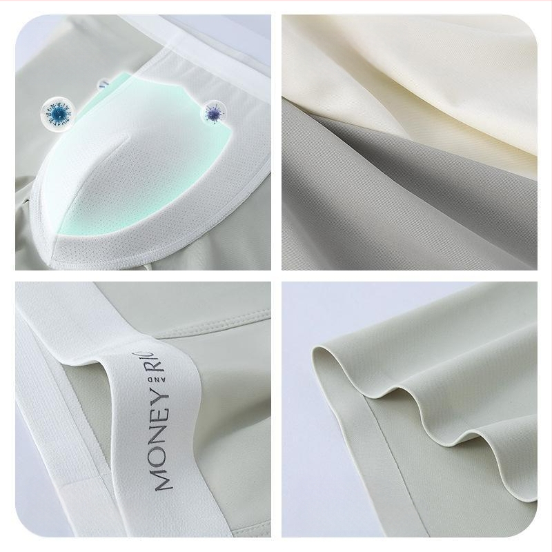 2025. gada vīriešu ledus zīda apakšveļa, kas atdzesē ādu, ir ļoti elastīga, sportiska, kaila, bezšuvju antibakteriālas bokseršorti vīriešiem.