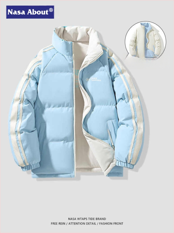 NASA dvostrani pamučni kaput za muškarce, jesen i zima 2024., trendi parni debeljni kaput, široki debeljni kaput za kruh, pamučno podstavljeni kaput