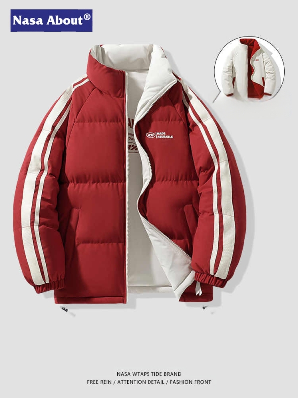 NASA dvostrani pamučni kaput za muškarce, jesen i zima 2024., trendi parni debeljni kaput, široki debeljni kaput za kruh, pamučno podstavljeni kaput