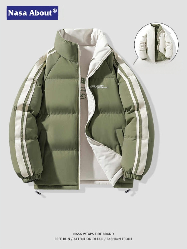 NASA dvostrani pamučni kaput za muškarce, jesen i zima 2024., trendi parni debeljni kaput, široki debeljni kaput za kruh, pamučno podstavljeni kaput