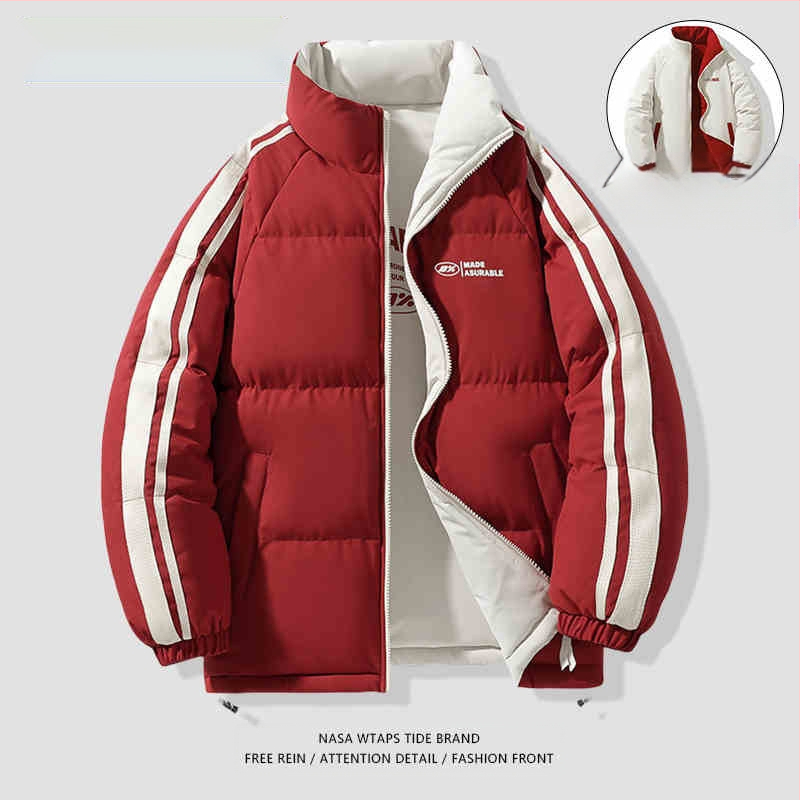 NASA dvostrani pamučni kaput za muškarce, jesen i zima 2024., trendi parni debeljni kaput, široki debeljni kaput za kruh, pamučno podstavljeni kaput