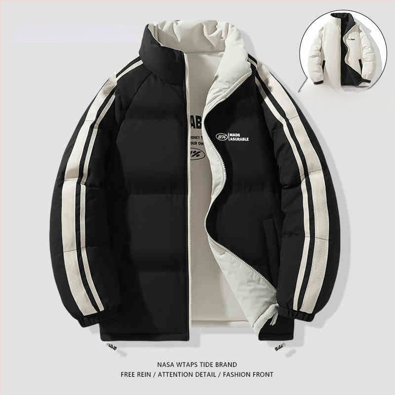 NASA dvostrani pamučni kaput za muškarce, jesen i zima 2024., trendi parni debeljni kaput, široki debeljni kaput za kruh, pamučno podstavljeni kaput