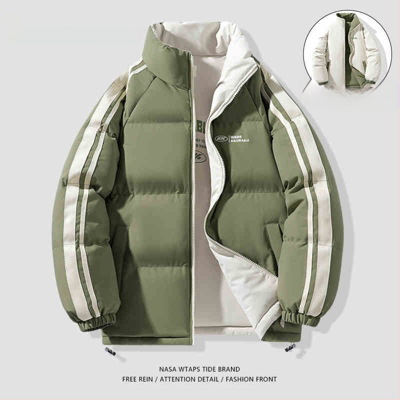 NASA dvostrani pamučni kaput za muškarce, jesen i zima 2024., trendi parni debeljni kaput, široki debeljni kaput za kruh, pamučno podstavljeni kaput