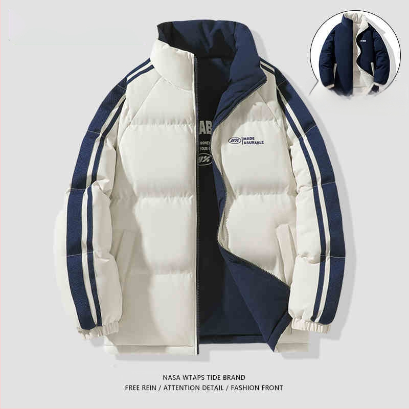 NASA dvostrani pamučni kaput za muškarce, jesen i zima 2024., trendi parni debeljni kaput, široki debeljni kaput za kruh, pamučno podstavljeni kaput