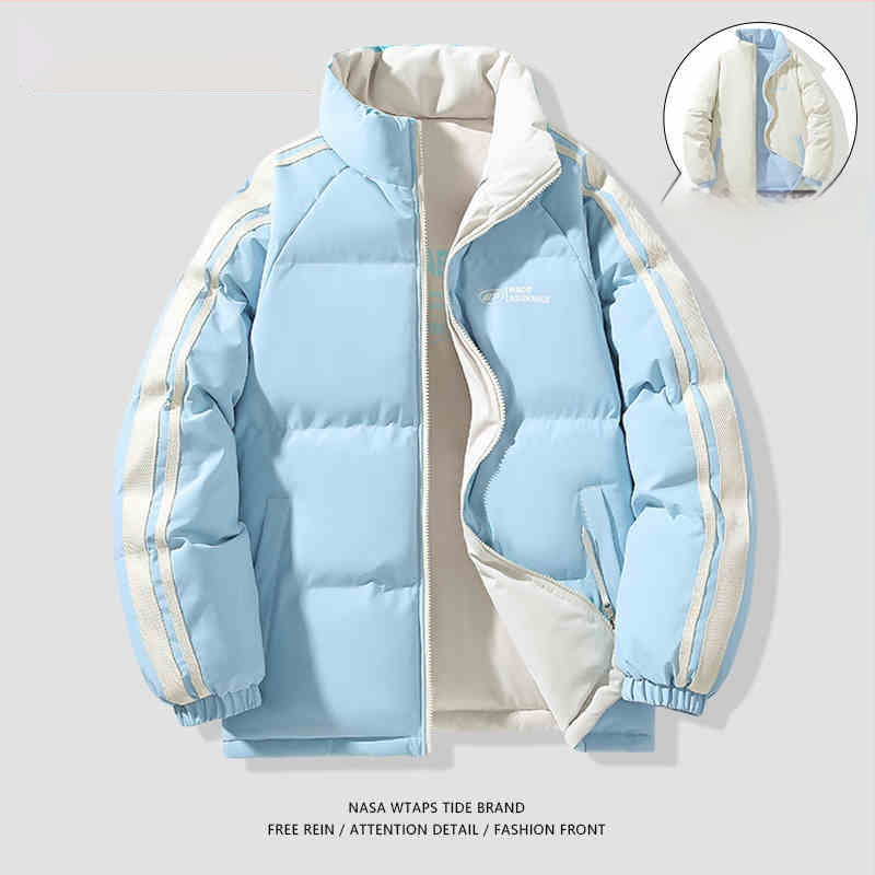 NASA dvostrani pamučni kaput za muškarce, jesen i zima 2024., trendi parni debeljni kaput, široki debeljni kaput za kruh, pamučno podstavljeni kaput