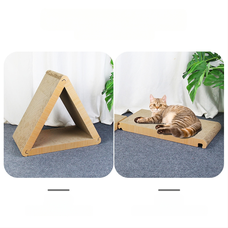 Nauja didelė katės draskyklė geometrinio vertikalaus trikampio formos katės lizdas daugiafunkcinė draskyklė gofruoto popieriaus katės žaislų reikmenys