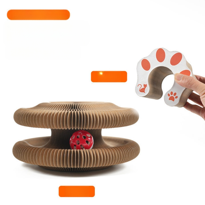 Organinė katės draskymo lenta transformuoja katės žaislą su varpeliu, katės šlifavimo letena, katės laipiojimo rėmu, gofruotas popierius, savaime išsilyginantis, atsparus įbrėžimams, katės lizdas