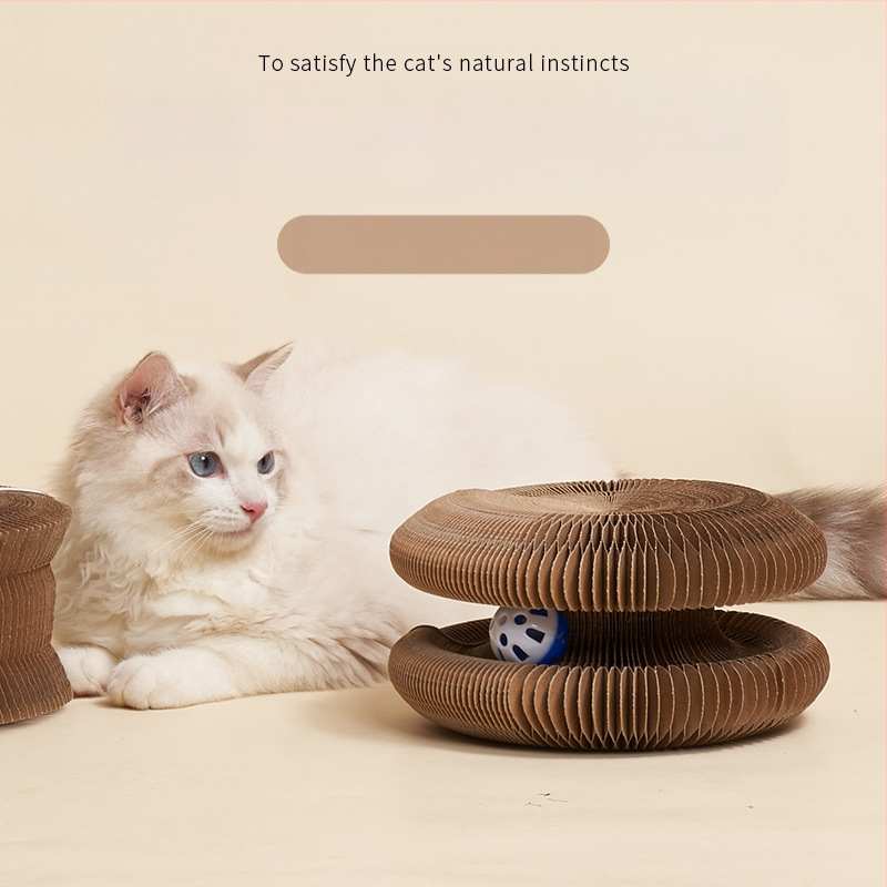 Organinė katės draskymo lenta transformuoja katės žaislą su varpeliu, katės šlifavimo letena, katės laipiojimo rėmu, gofruotas popierius, savaime išsilyginantis, atsparus įbrėžimams, katės lizdas