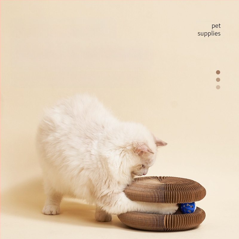 Organinė katės draskymo lenta transformuoja katės žaislą su varpeliu, katės šlifavimo letena, katės laipiojimo rėmu, gofruotas popierius, savaime išsilyginantis, atsparus įbrėžimams, katės lizdas