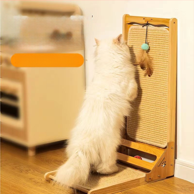 Täispuidust sisal kassi kraapimislaud L-kujuline vertikaalne kulumiskindel mittekiirenev ülisuur kassi kraapimispadi kassi küünislaua lihvimisküünisega kassimänguasi