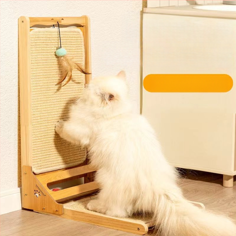 Täispuidust sisal kassi kraapimislaud L-kujuline vertikaalne kulumiskindel mittekiirenev ülisuur kassi kraapimispadi kassi küünislaua lihvimisküünisega kassimänguasi