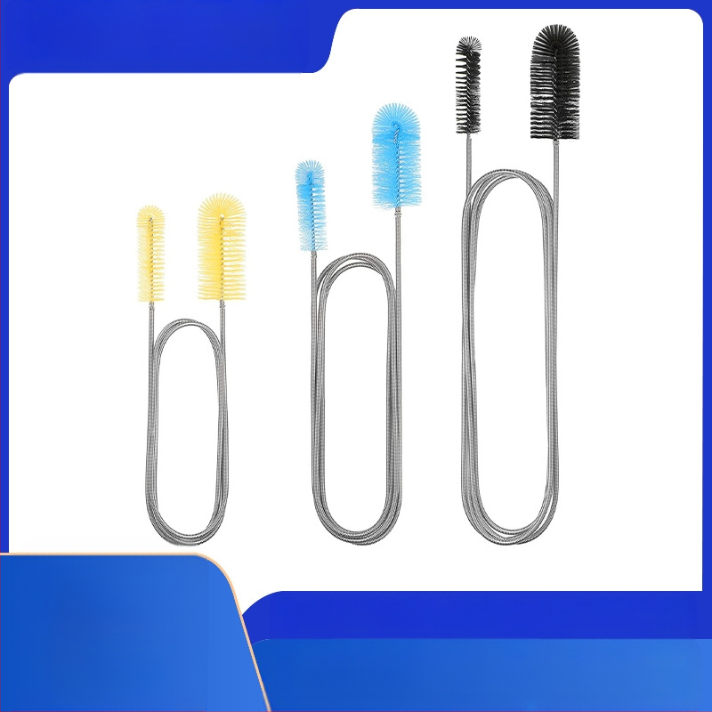 Krāsainas ledusskapja šļūtenes tīrīšanas birste no nerūsējošā tērauda, elastīga birste, pudeļu notekcaurule, tualetes kanalizācijas birste vairumtirdzniecībā