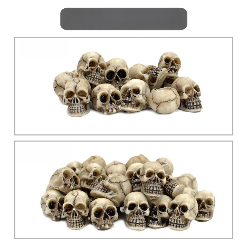 Amazonės nykštuko miniatiūrinės kaukolės rinkinys, 20 Helovino dekoracijų, Helovino atmosferos papuošalų, gėlių vazonų grindinio akmenų