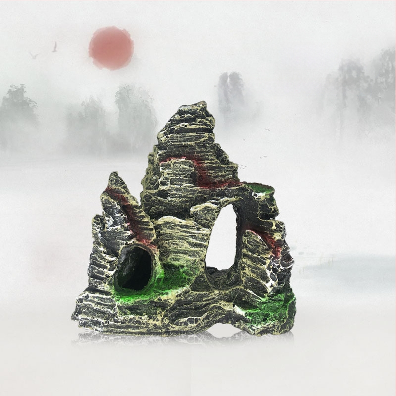 Karsto kalnu akmeņu zivju tvertnes ainavu dekoratīvās klinšu imitācijas sveķu akvārija dekorēšanas rotājumi rūpnīcas tieša piegāde