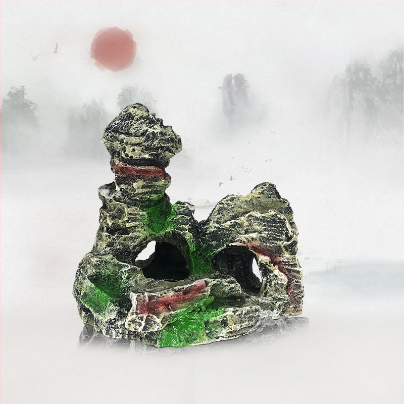 Karsto kalnu akmeņu zivju tvertnes ainavu dekoratīvās klinšu imitācijas sveķu akvārija dekorēšanas rotājumi rūpnīcas tieša piegāde