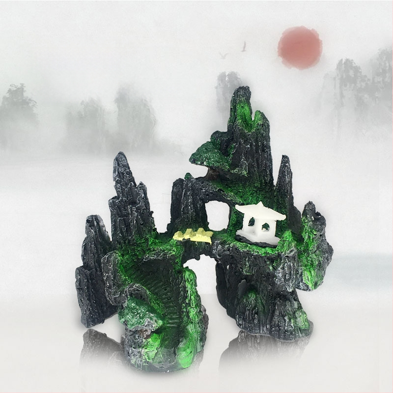 Karsto kalnu akmeņu zivju tvertnes ainavu dekoratīvās klinšu imitācijas sveķu akvārija dekorēšanas rotājumi rūpnīcas tieša piegāde