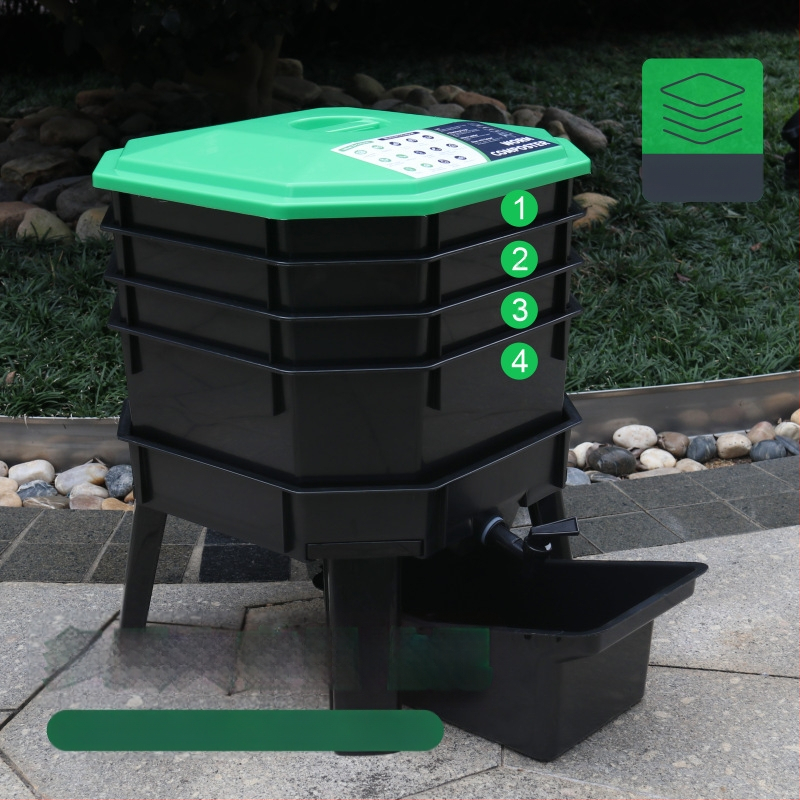 Tarpvalstybinė buitinė sliekų veisimo dėžė, virtuvės atliekos, sliekų mėšlas, sliekų komposto kibiras, daugiafunkcis padėklas, sliekų veisimo dėžė