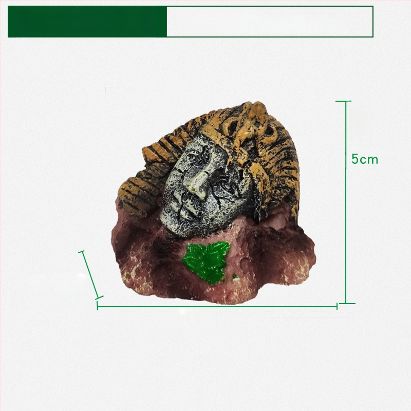 Cilvēka sejas akmens statuja Lieldienu salas sveķu akmens statuja zivju tvertnes ainavu rāpojošās kastes dekorācija ainavu akvārija statujas dekorācija