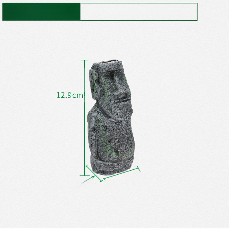 Cilvēka sejas akmens statuja Lieldienu salas sveķu akmens statuja zivju tvertnes ainavu rāpojošās kastes dekorācija ainavu akvārija statujas dekorācija